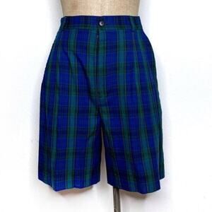 VTG Hand Crafted Tartan Plaid High Waist 7.5" Mom Shorts size 24